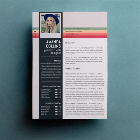 A Professional Resume Is Displayed On A Blue Background With A Green