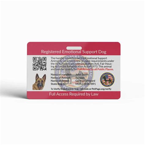 Emotional Support Dog Id Card Template