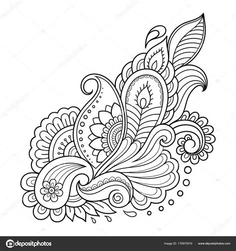Henna Tattoo Flower Template Indian Style Ethnic Floral Paisley Lotus