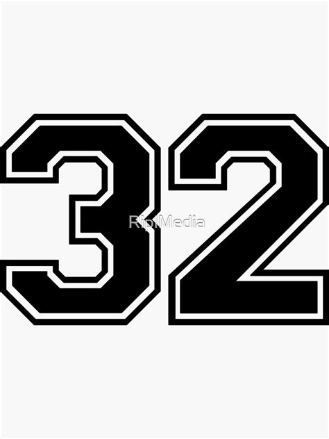 Varsity Team Sports Uniform Number 32 Black Sticker For Sale By