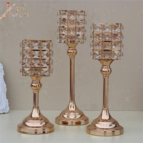 Gold Crystal Candle Holders Luxurious Event Candlesticks Party Candle Stand Centerpiece