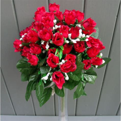 Artificial 35cm Mini Red Rose Bush Permabloom