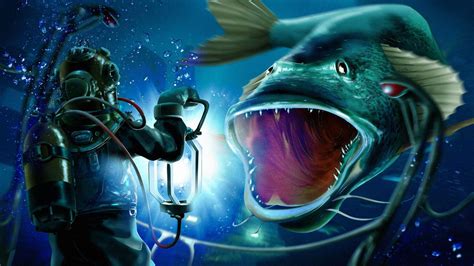 Fantasy Art Underwater Fishes Monster Ocean Diver