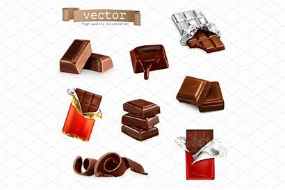 Chocolate Bars Pieces Vector Icons Ps