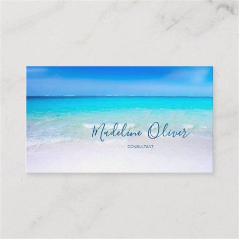 Ocean Beach Sea Travel Aqua Blue Modern Business Card Zazzle Modern