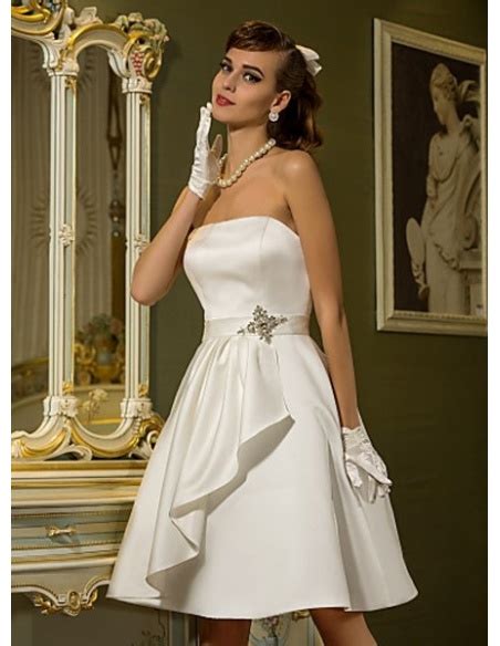 Strapless short wedding dress are simple white gowns, but they have evolved in ways unimaginable over the centuries. A-line Short Satin Strapless Wedding dress