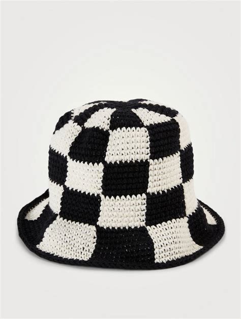 Hotpot Variety Checkmate Checkered Crochet Bucket Hat