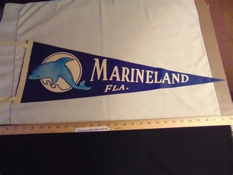 vintage 1960 s felt pennant marineland florida dolphin large size 27 blue white 25 00 picclick