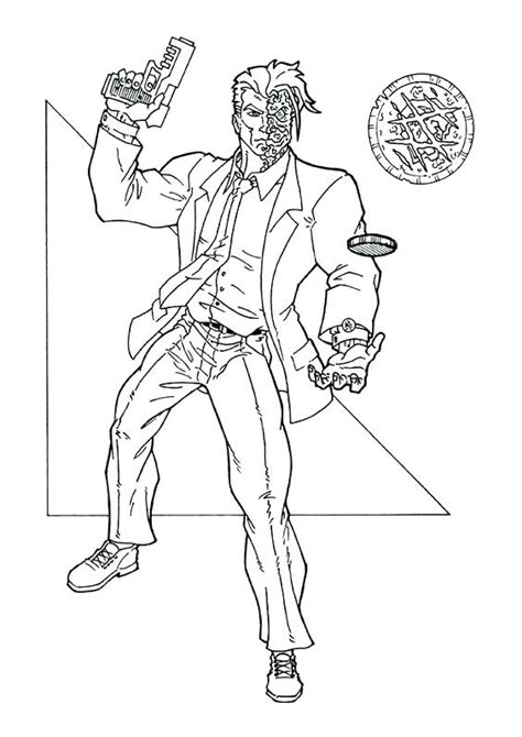 Batman Two Face Coloring Pages Sketch Coloring Page