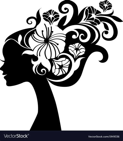 Beautiful Woman Silhouette With Flowers Royalty Free Vector