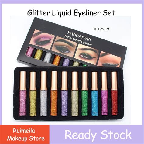 Handaiyan 10pcs Metallic Liquid Glitter Eyeliner Set Waterproof