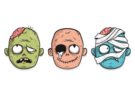 Halloween Zombie Head Monster Collections Vector Design Zombie