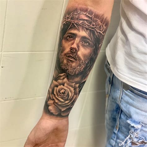 Jesus 3d Tattoo Jesus Forearm Tattoo Forearm Name Tattoos Forearm