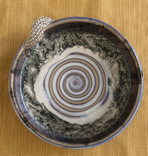 Sue Fox Handmade Pottery Ceramic Dish Purple Swirl Texture Gorgeous Ebay