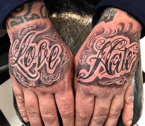 Wrist Love And Hate Tattoo