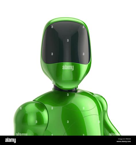 Green Robot Futuristic Portrait Cyborg Android Artificial Character