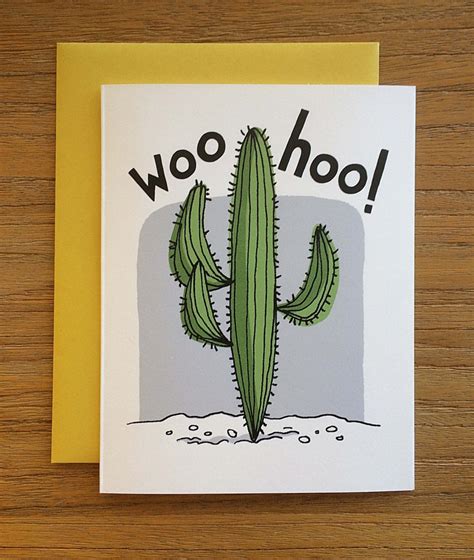 Funny Saguaro Cactus A2 Greeting Card Woo Hoo Etsy
