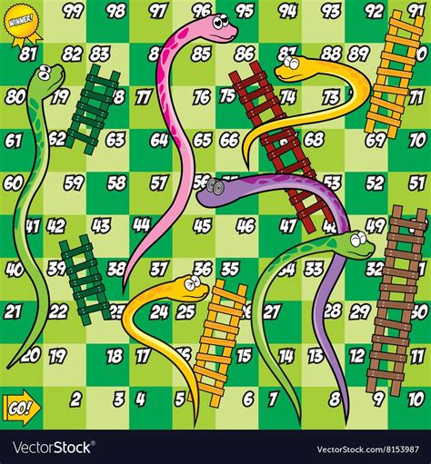 The first one features snakes and ladders while slides replace the snakes in the second mode. Green Snake and Ladder Game vector image on in 2020 (With ...