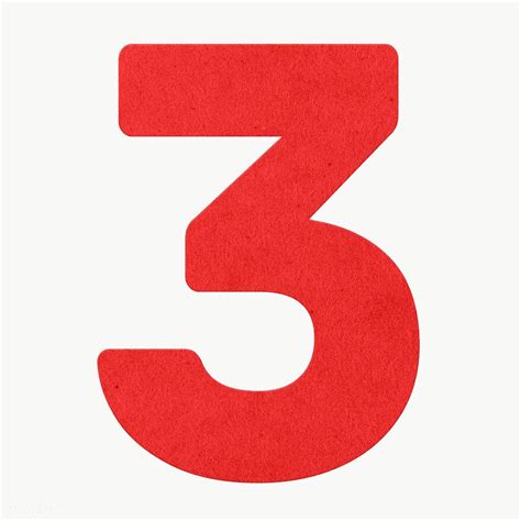 The Number Three In Red Is Shown On A White Background