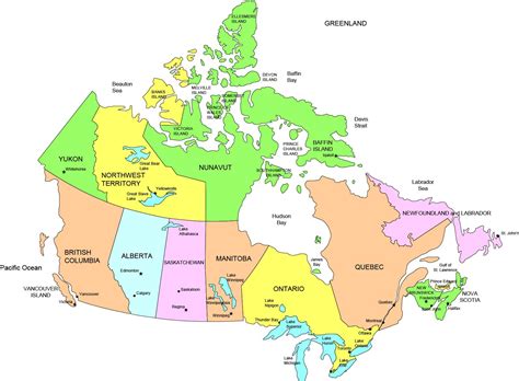 Canada Map With States Map Of Canada States Northern America Americas