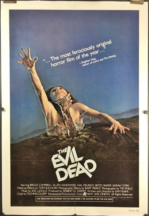 The Evil Dead Original Bruce Campbell Horror 1 Sheet Movie Theater