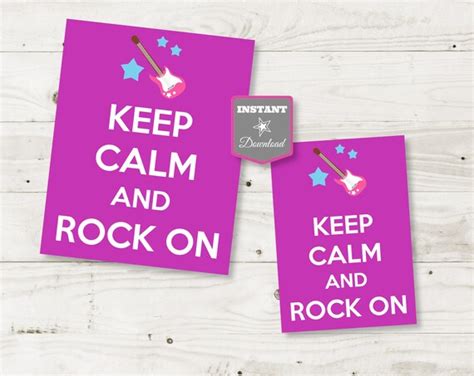Rock Star Keep Calm And Rock On 5x7 And 8x10 Sign Printable Diy