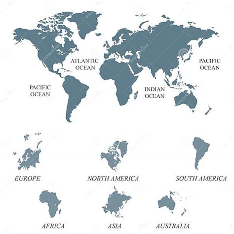 Blank Grey World Map On White Background Stock Vector Illustration Of
