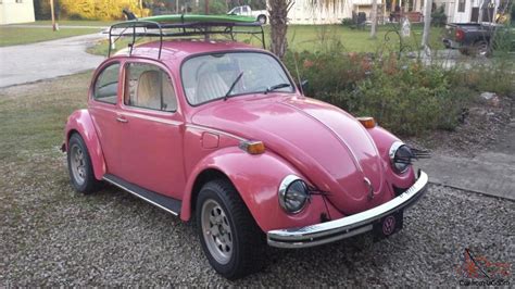1973 volkswagen beetle bug bright pink unique with eyelashes rare no resvsere