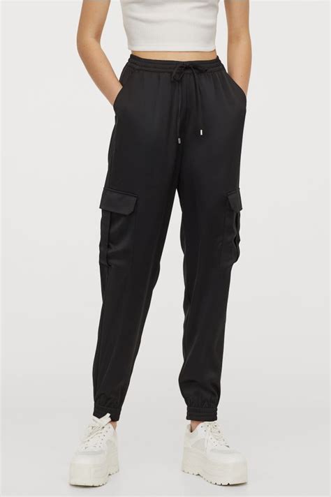 Black Satin Cargo Pants Outfit Rolande Chen