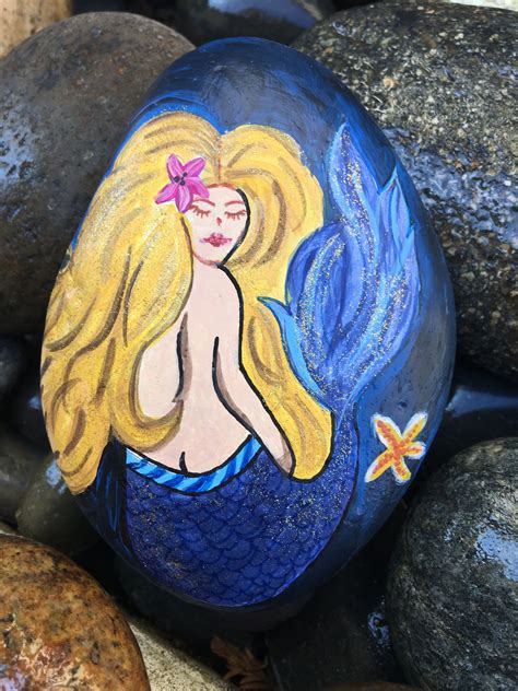 Mermaid Life Painted River Rocks Stone Painting Mermaid Life