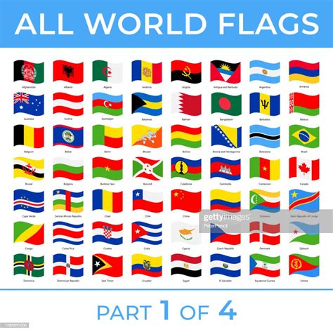 World Flags Vector Rectangle Wave Flat Icons Part 1 Of 4 High Res