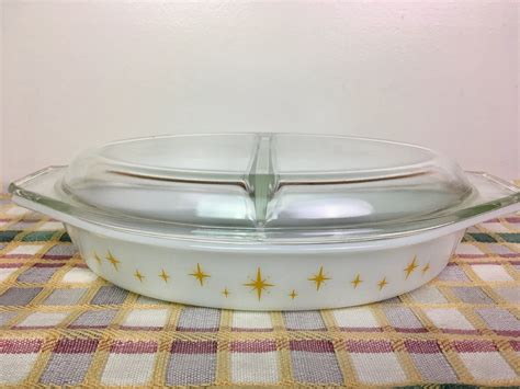vintage pyrex divided casserole dish w lid constellation etsy vintage pyrex dishes pyrex