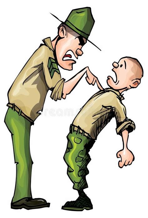 Angry Cartoon Drill Sergeant Screaming In Anger Spon Drill Cartoon Angry Anger
