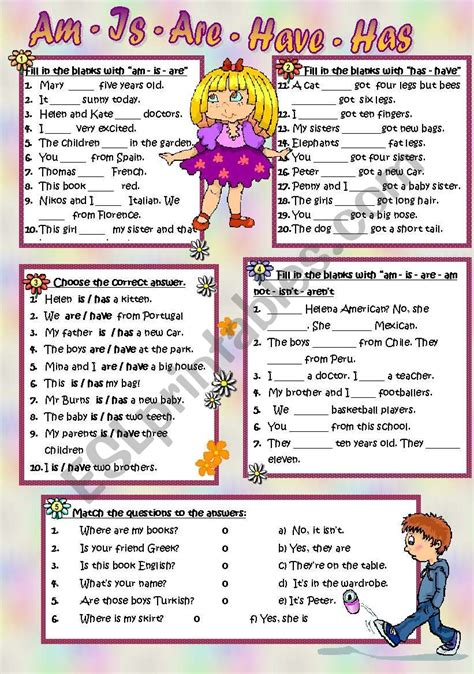 Am - Is - Are Have - Has - ESL worksheet by mariamit