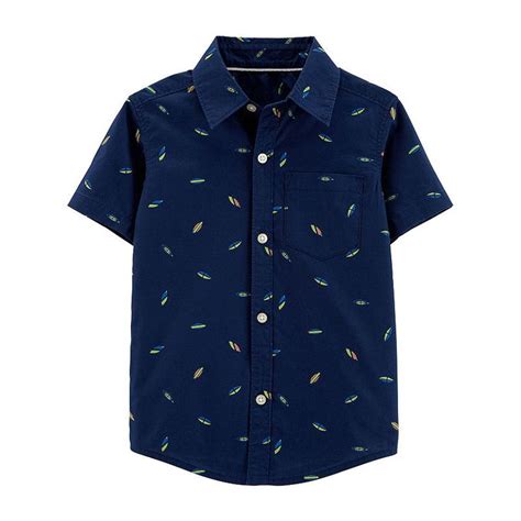 Carters Boys Short Sleeve Button Front Shirt Baby Print Buttons
