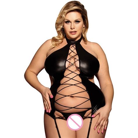 2019 Sexy Lingerie For Wome Black Glossy Pvc Leather Mini Dress Sexy