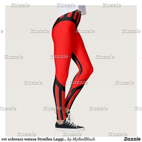 Red Black And White Stripes Leggings Striped Leggings