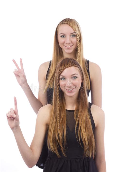 Gemini Sisters With An Electric Saw Stock Image Image Of Isolated