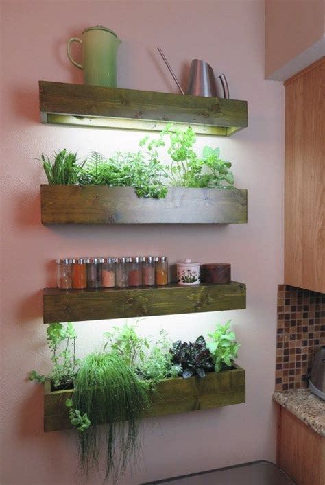 Wall Mounted Herb Garden Indoor With Light Gardening Under Grow