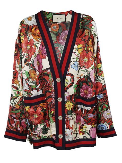 Gucci Gucci Floral Print Cardigan Womens Cardigans Italist