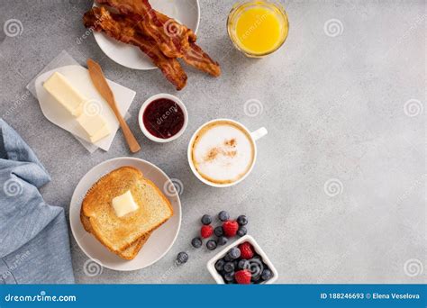 Traditional Continental Breakfast With Toast Stock Image Image Of