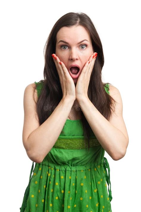 Beautiful Brunette Girl With A Surprised Look Stock Photo Image Of