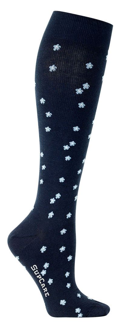 Compression Stockings Dark Blue With Small Flowers