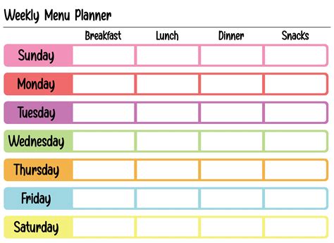 Printable Weekly Meal Planner Template Free Free Printable Templates