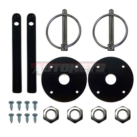 Black Aluminum Hood Pin Kit Flip Over Chevy Ford Gm Hot Rod Muscle Car