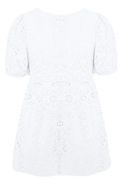 White Embroidered Puff Sleeve Smock Top Yours Clothing