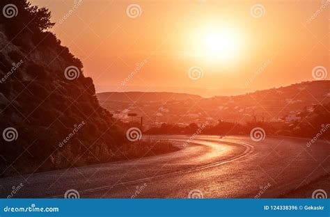 Curved Road At Beautiful Sunset Stock Photo Image Of Journey Holiday