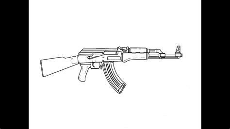 How To Draw A Kalashnikov Ak 47 Как нарисовать Автомат Калашникова АК