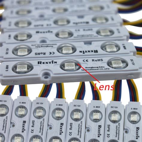 Rextin 200pcs 12v 5050 Smd 3 Led Module Rgb Color Changing Waterproof