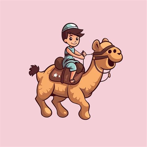 Premium Vector Boy Riding A Camel Cartoon Character